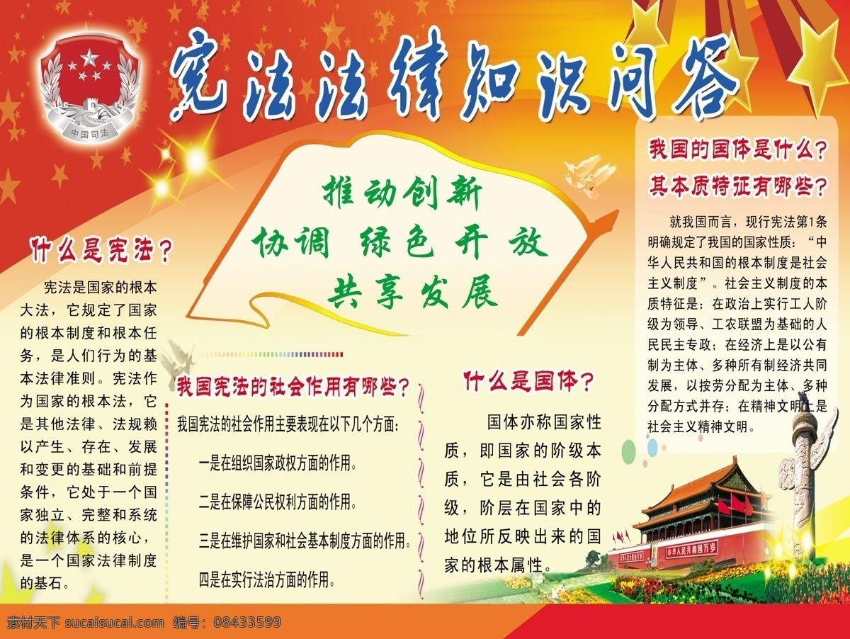 法律图板 宪法展板 宪法的作用 法律知识问答 白色