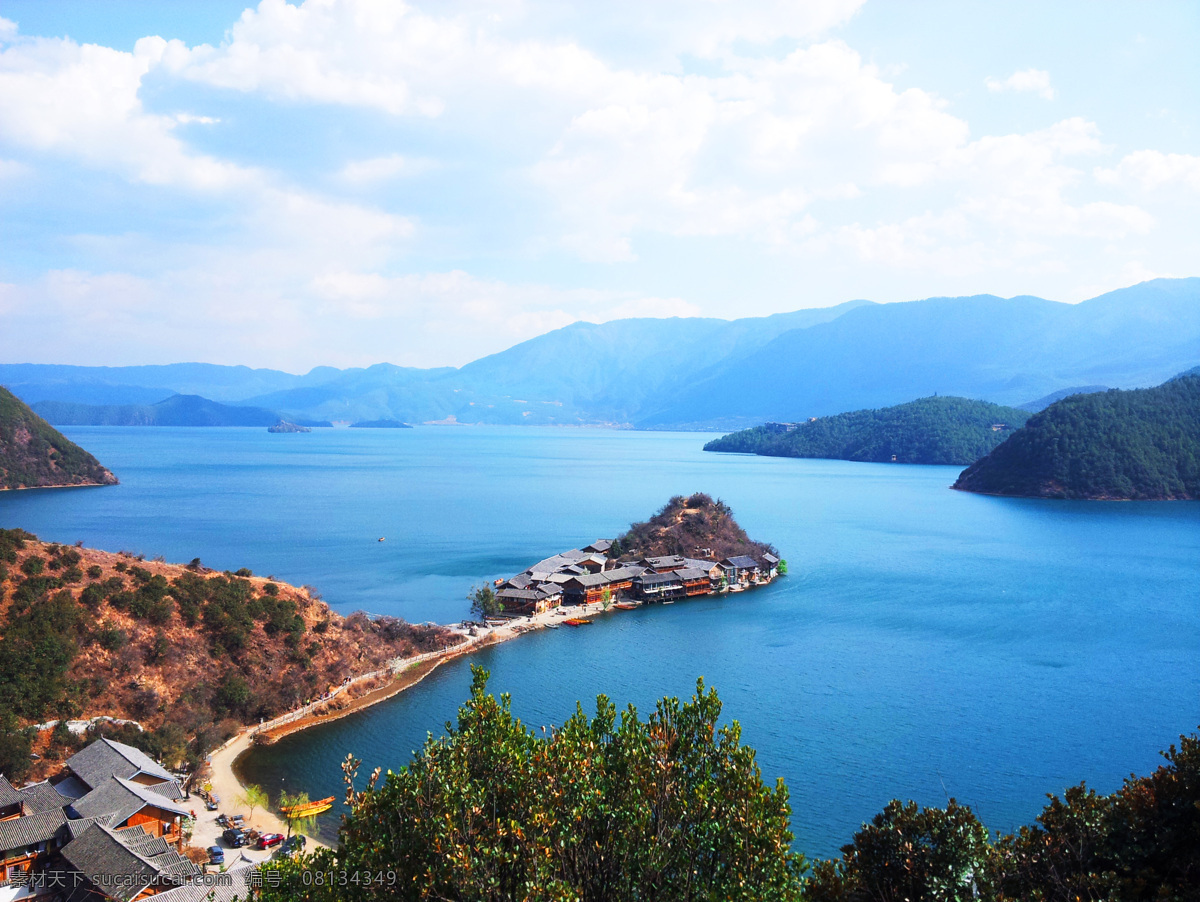泸沽湖 风景 小岛 旅游景观 湖心小岛 自然风景 人文景观 旅游摄影