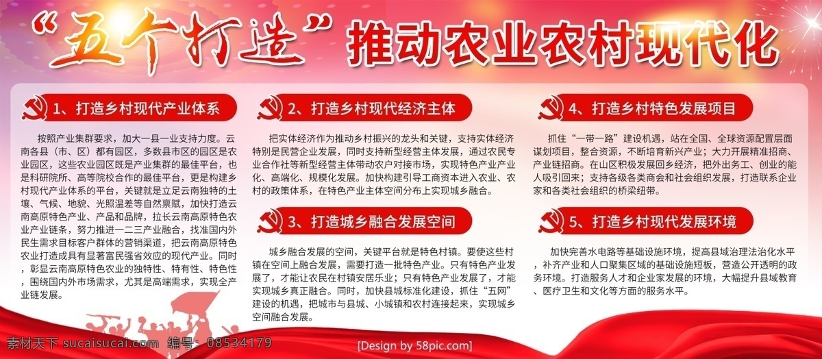 五 打造 农村 现代化 党建 风 内容 展板 五个打造 农村现代化 党建风 农村发展展板 农村农业 推动 农业 农业发展