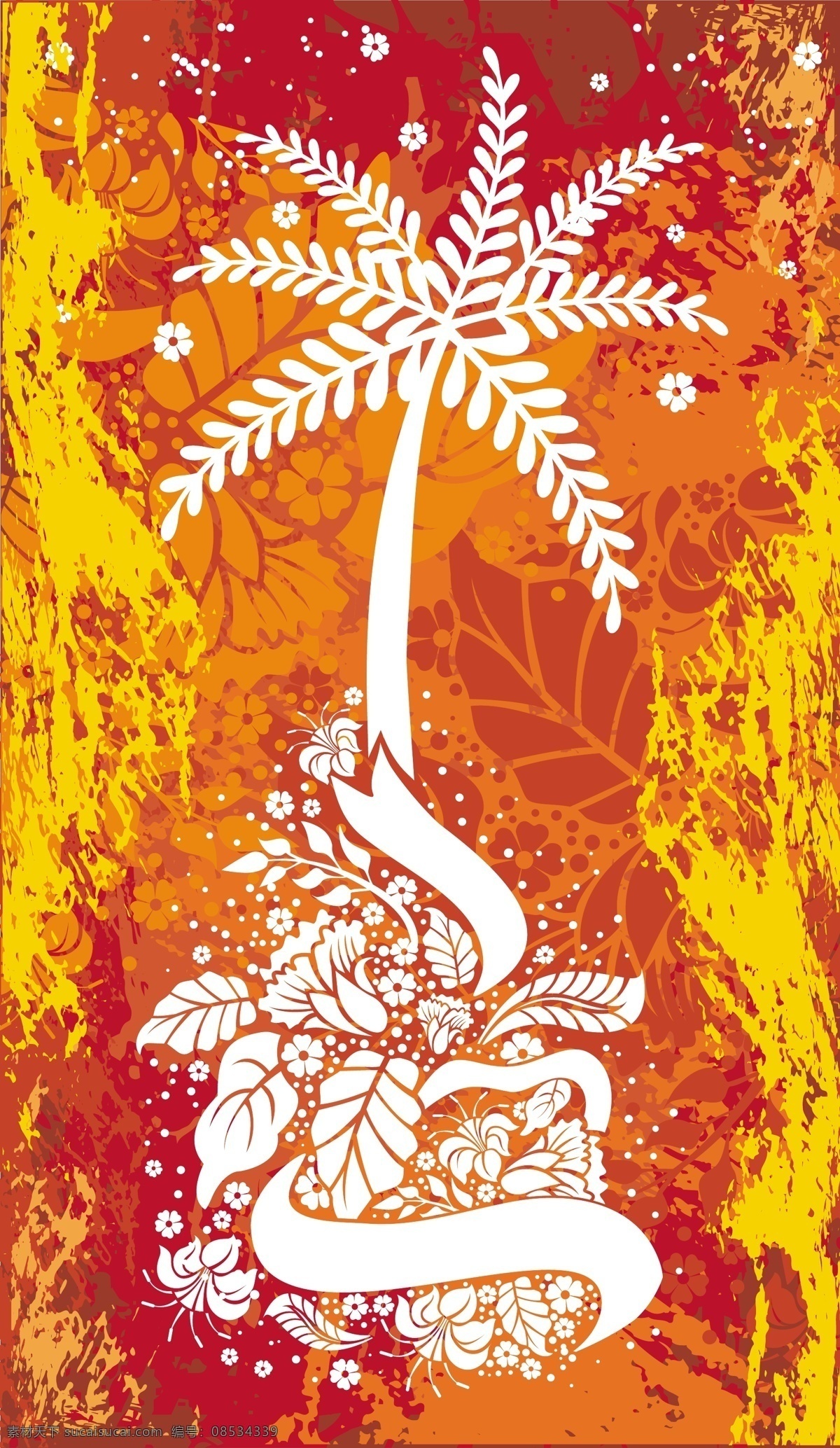 椰树 印花图案 绚丽印花图案 椰子树 金黄 夏威夷 剪影 印花 服装设计