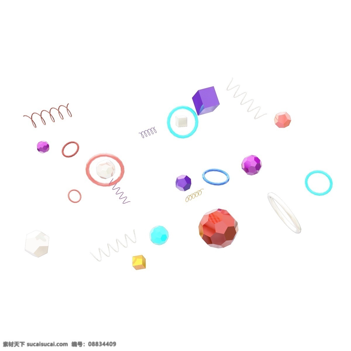 卡通 c4d 电商 装饰 狂欢节 双十一狂欢节 漂浮 悬浮 彩色 悬浮颗粒 电商狂欢