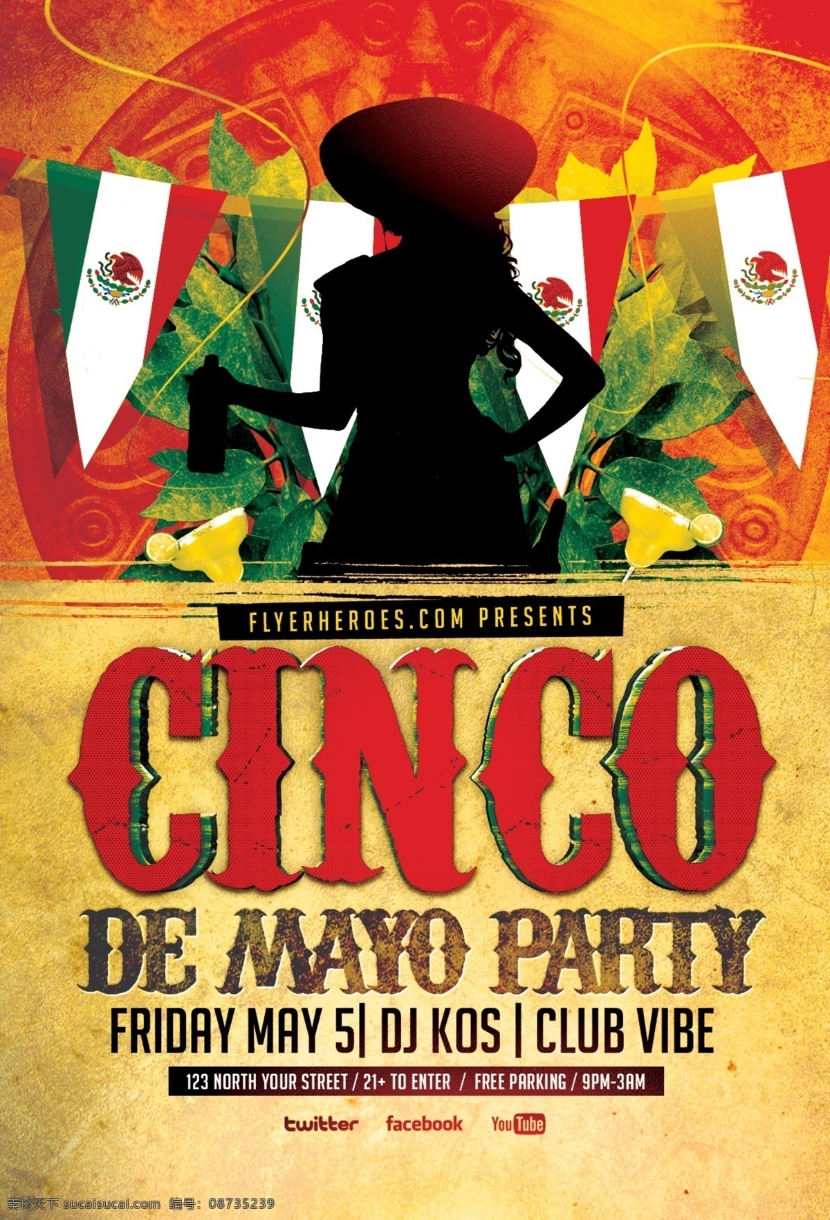 cinco de mayo传单 海报 传单 海报模板 海报素材 传单模板 异域风情 民族特色