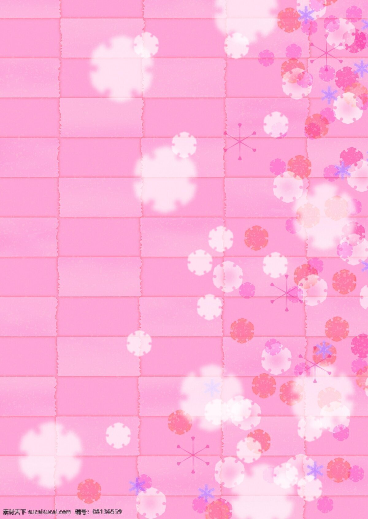 散乱 花朵 创意 粉色 格子 背景图片