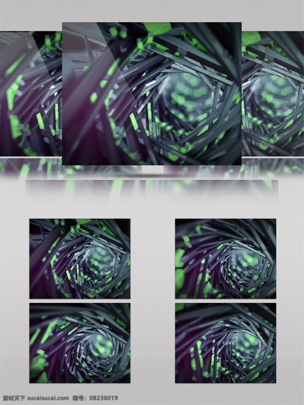 3d视频素材 电脑屏幕保护 高清视频素材 光束 花朵 激光 绿色 雪花 动态 视频