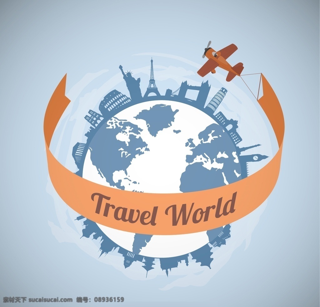 周游世界模板 世界 地球仪 飞机 旅游 地球 国际 观光 纪念碑 世界地图 在世界范围内 围绕