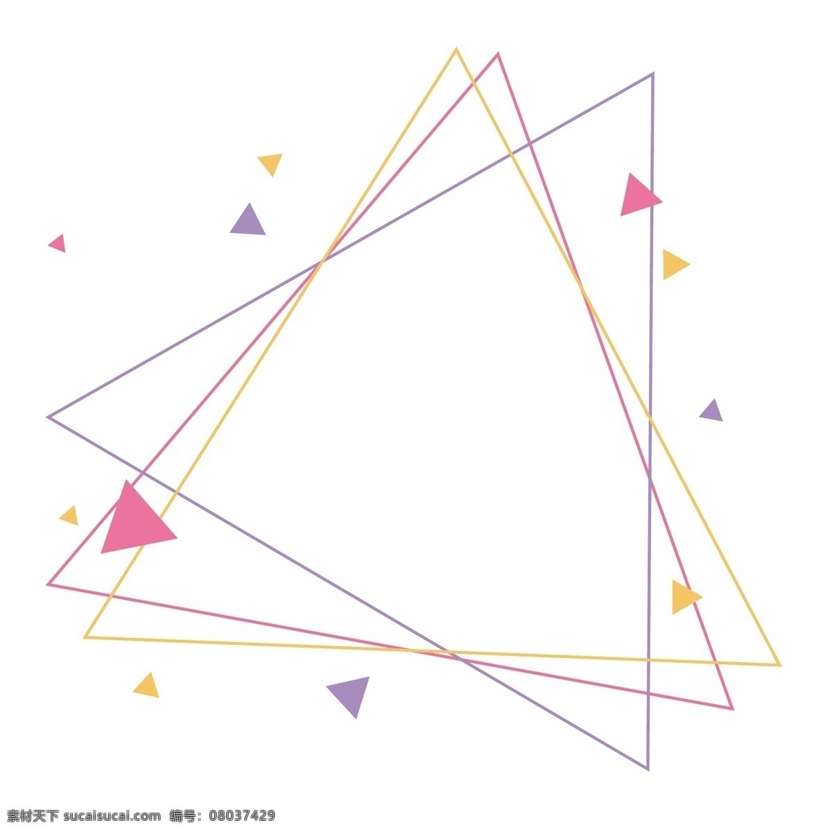 彩色 三角 矢量 细 边框 免 抠 彩色三角 卡通三角 马卡龙色 糖果色 三色 红黄蓝 三角形 三角边框 撞色 简约 漂浮三角形