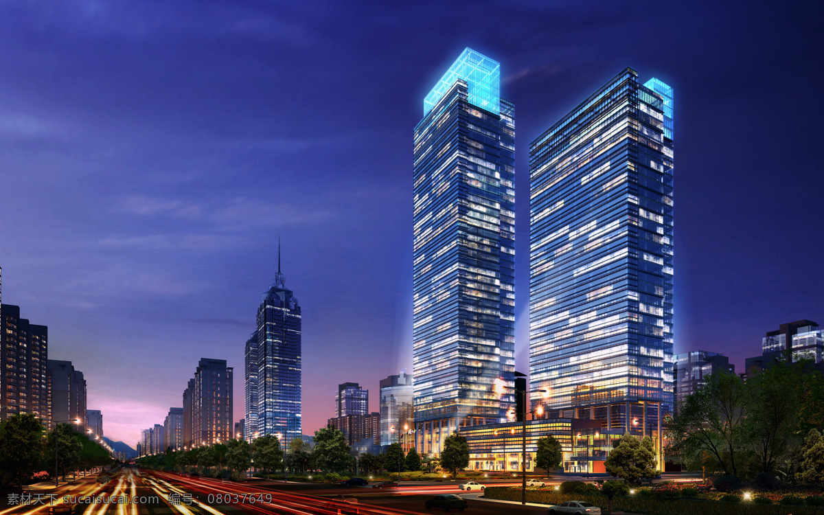 城市 夜景 城市夜景 都市 高楼 环境设计 建筑设计 霓虹 装饰素材