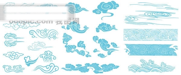 古典 手绘 云纹 矢量