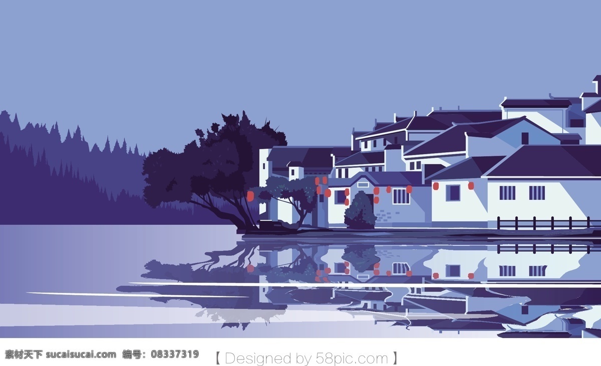 唯美 古风 场景 建筑 插画 古风插画 古风建筑 中国风建筑 古风建筑插画 建筑插画 建筑素材 古风建筑素材 风景 古风背景 矢量插画 扁平风格 场景插画 扁平化
