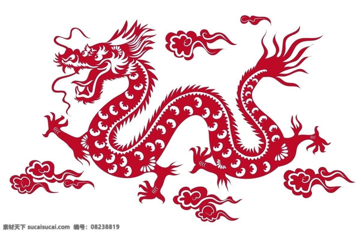 红色中国 龙 剪纸 矢量 红色 中国 标志图标 其他图标 白色