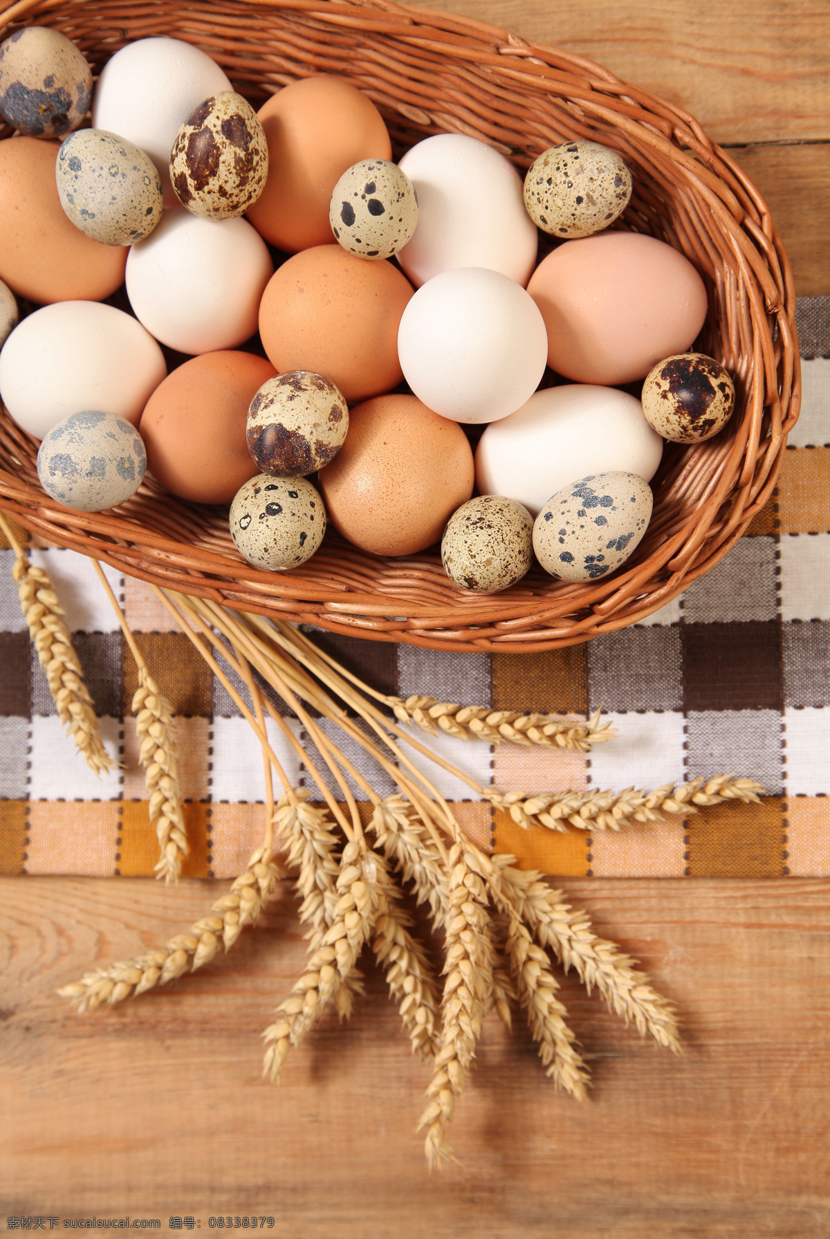 竹篮 里 鸡蛋 麦穗 食物原料 食材 餐饮美食 鹌鹑蛋 食材原料 白色