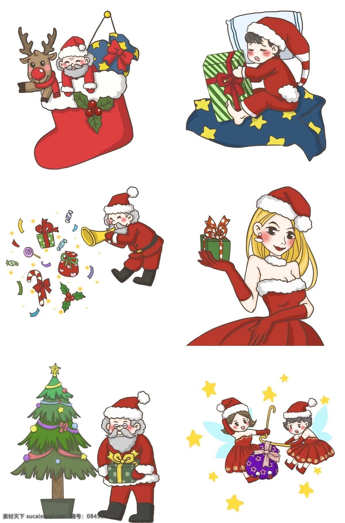 创意 圣诞 合集 冬天 冬装 圣诞节 红色衣装 可爱风小贴纸 双人 温暖甜美 开心 可爱创意 小孩子 美丽的女孩
