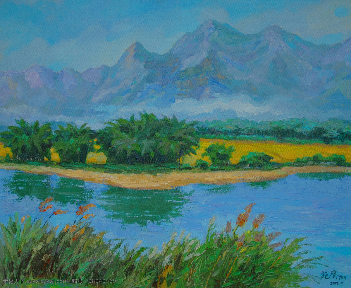 湖光 美景 高清风景油画 湖光美景 油画素材下载 油画 湖光美景油画 装饰素材