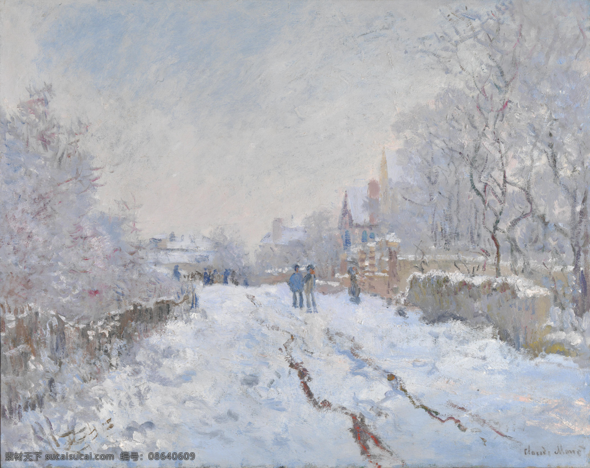 monet 风景 油画 装饰画 法国 画家 克劳德 argenteuil at scene snow 莫 奈 oscar claude 印象派 风景画 静物 家居装饰素材