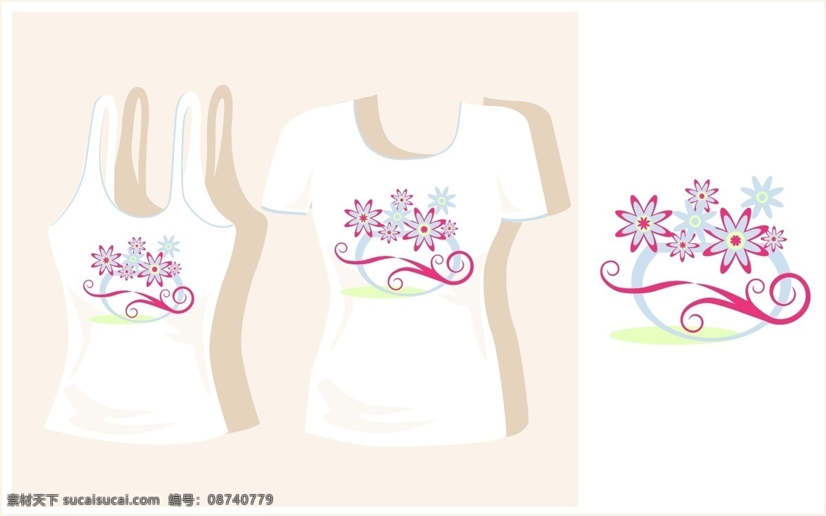 可爱 女孩 服饰 t恤 背心 服装 花朵 矢量素材 图案 衣服 印花 吊带 服装设计 图案花型