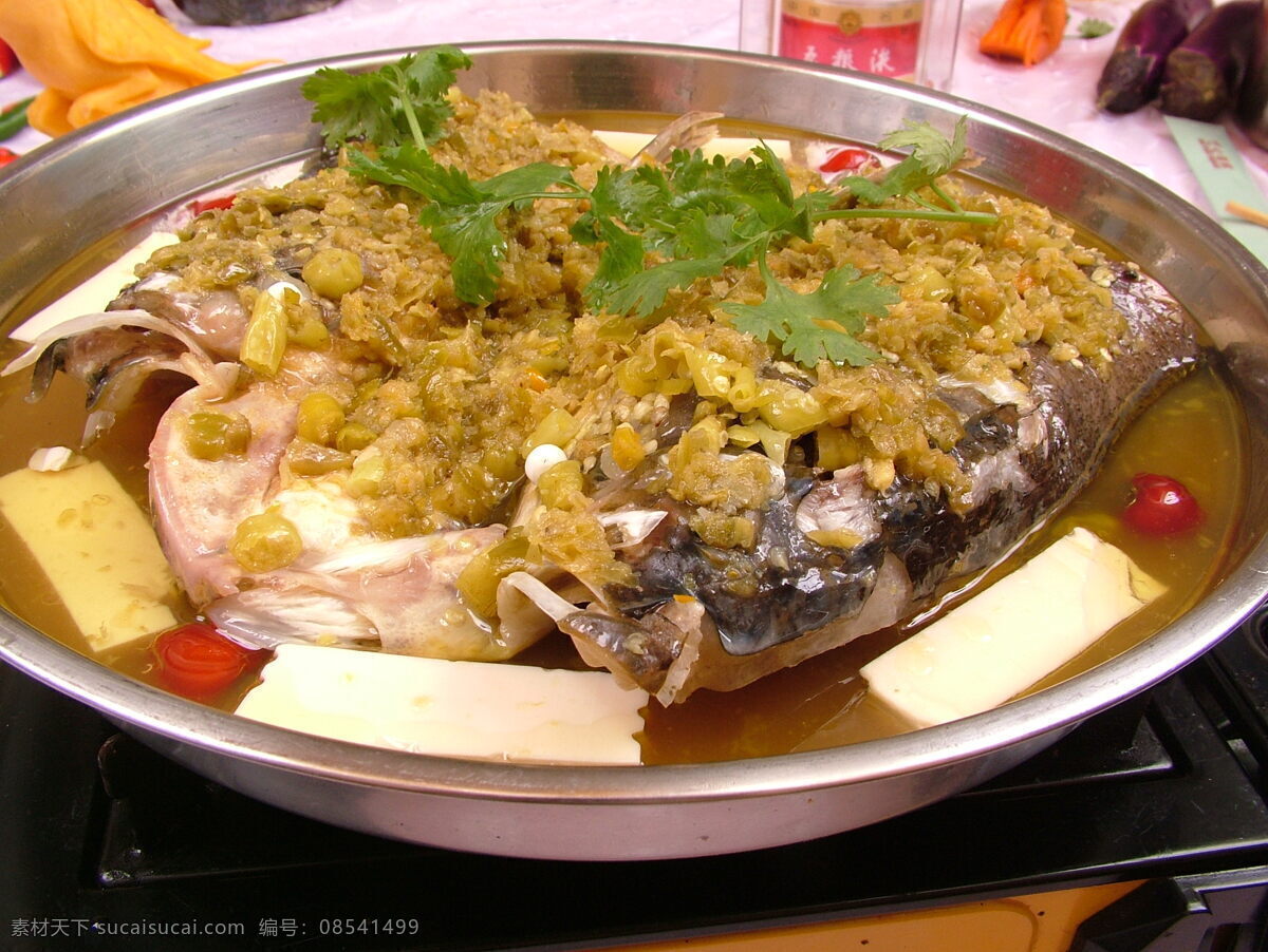 开胃鱼头 鱼头豆腐汤 鱼头 酱椒 餐饮美食 传统美食 摄影图库