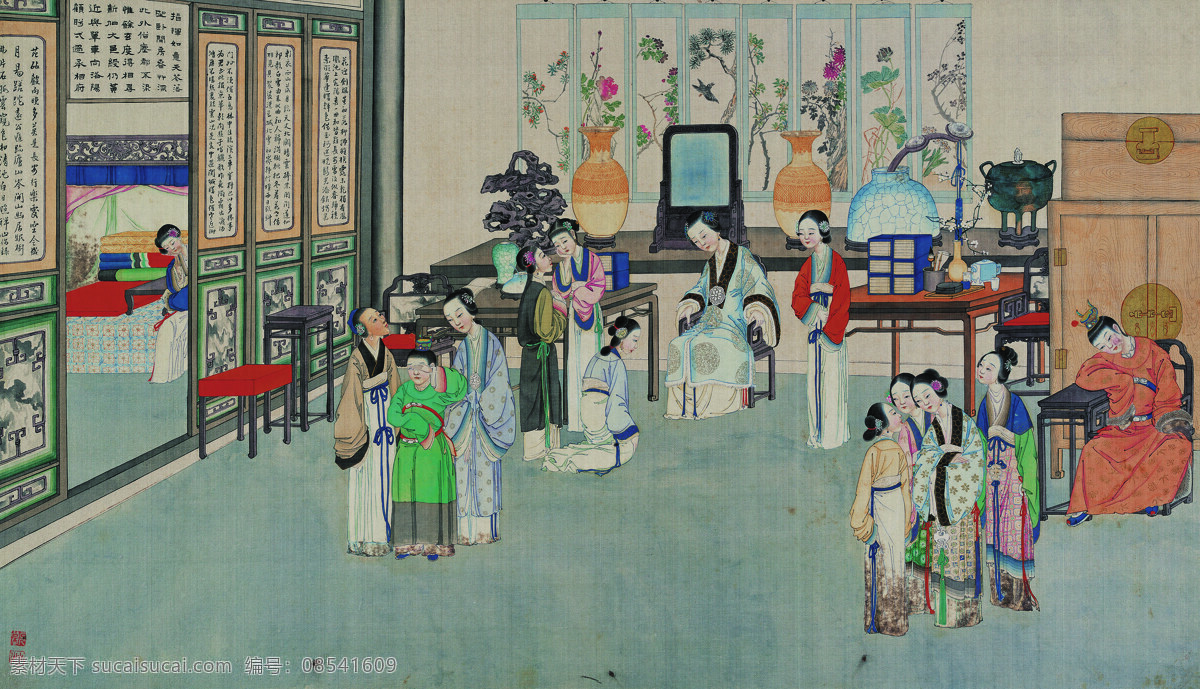 红楼梦 高清 工笔画 场景 文化艺术 绘画书法