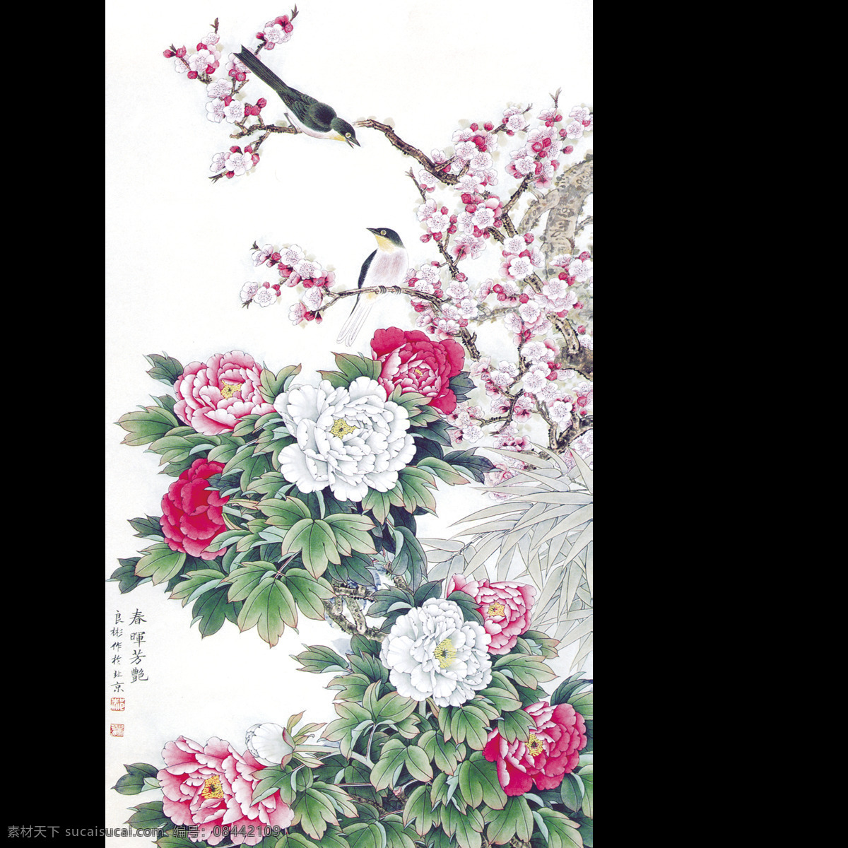 唯美 鸟儿 花朵 完美 美观 多彩花儿 逗趣的小鸟 生动 形象