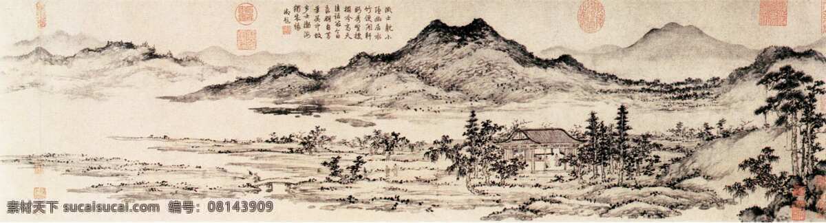 中国山水画 中国元素 国画 山水画 水墨风格 中国 设计图库