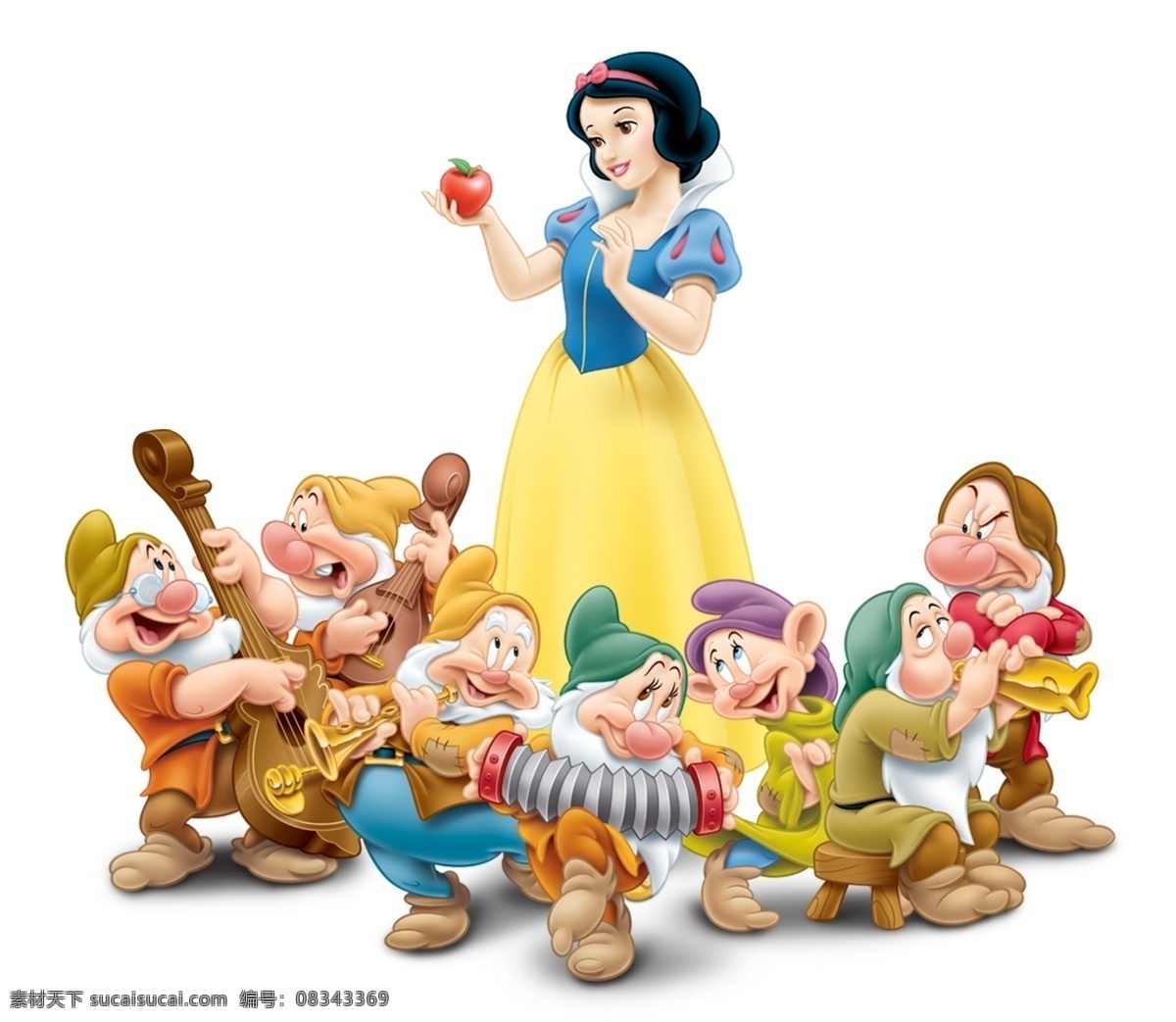 白雪公主 七 小 矮 人 通话故事 迪斯尼动画 动画人物 卡通人物 人物 分层 源文件