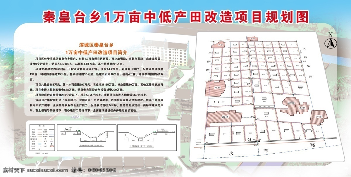 公示牌 展板 广告设计模板 规划图 宣传 源文件 展板模板 公示牌展板 万亩方田 中低产田 其他展板设计