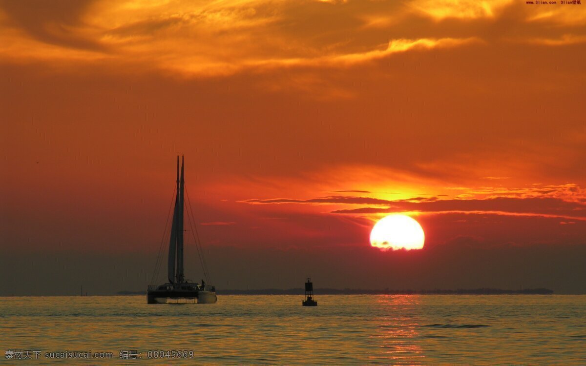 夕阳 海边 风景 傍晚 海水 日落 背景图片