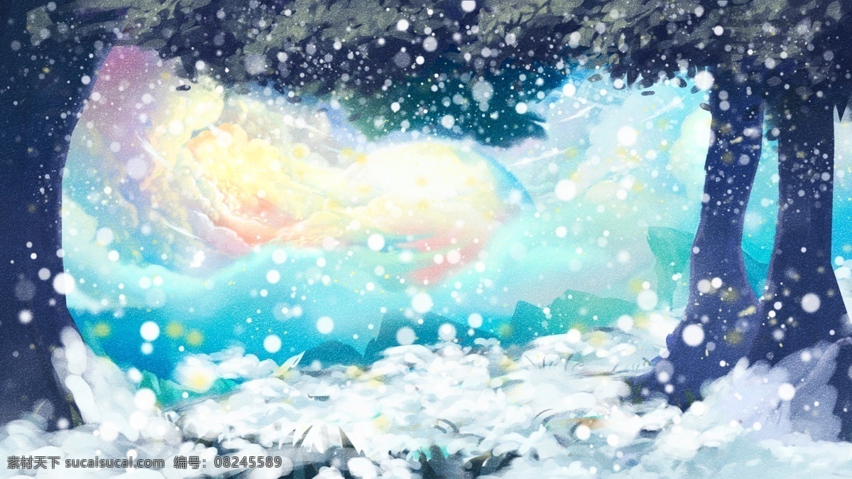 大雪 节气 手绘 雪景 背景 冬天背景 24节气 广告背景 背景素材 大雪节气 冬季背景 冬天到了 中国传统节气 节气背景 传统节气