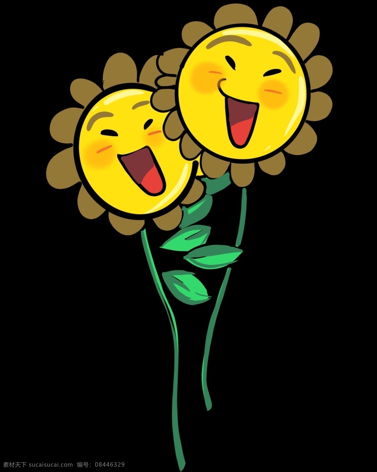 可爱 向日葵 插画 植物插画 卡通植物插画 开心的向日葵 植物 精美 创意植物