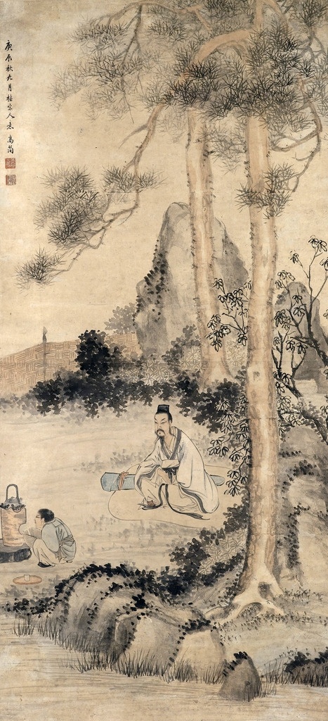 清代 高简 松林煮茶 古画 水墨画 国画 中国画 传统画 名家 绘画 艺术 文化艺术 绘画书法