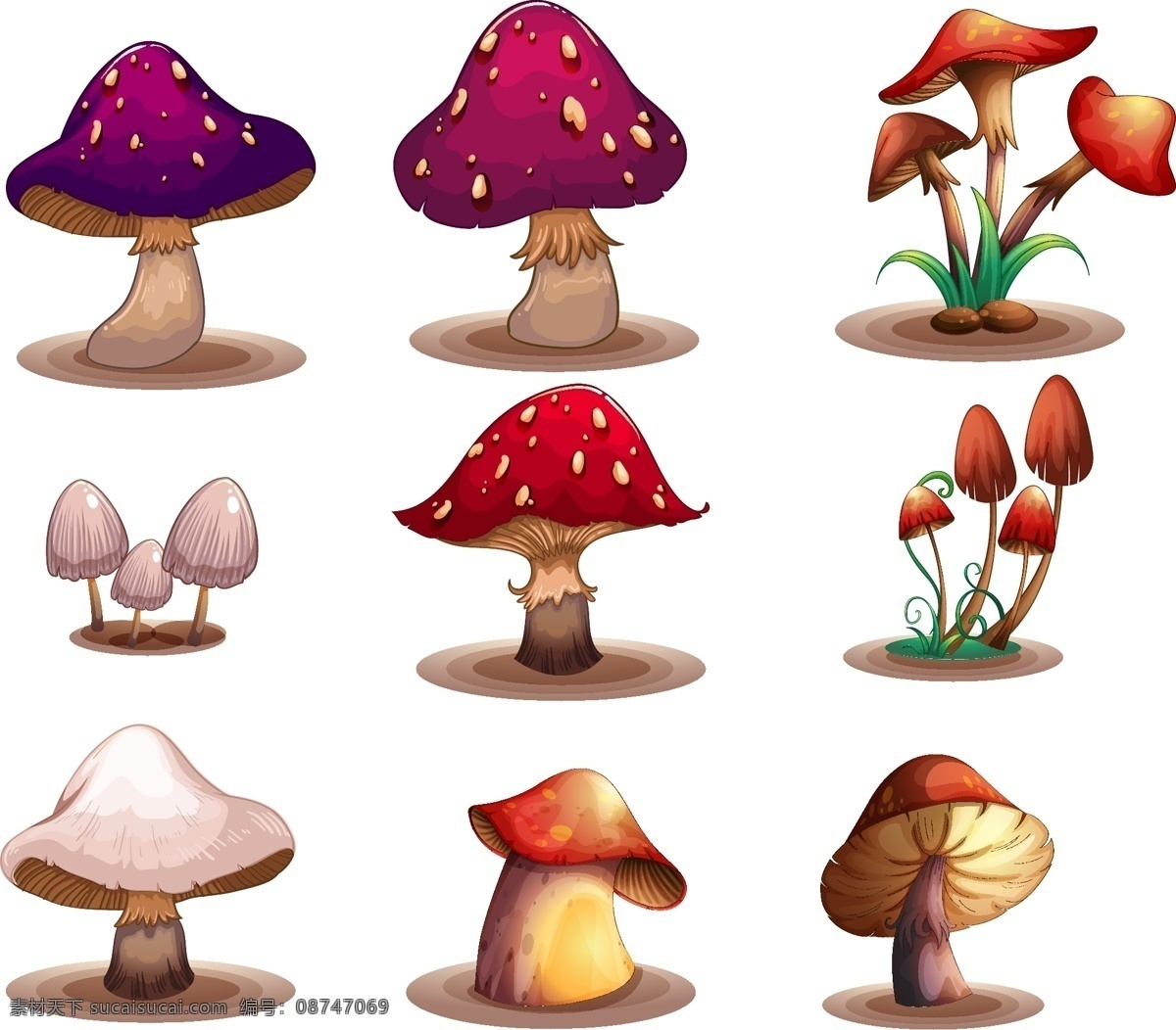 卡通蘑菇 蘑菇 蔬菜 生物世界 矢量 花草