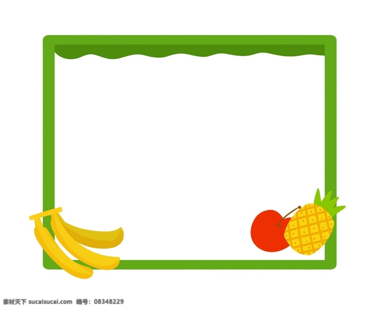 卡通 水果 边框 插画 卡通边框 绿色边框 绿色水果 香蕉边框 樱桃 菠萝边框 水果边框 可爱边框
