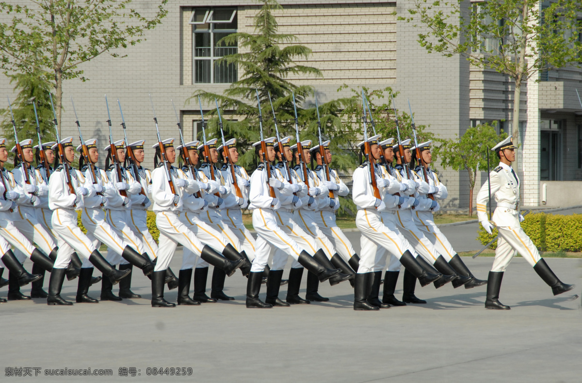 海军仪仗队列 仪仗兵 正步 海军 海军仪仗 队列 中国军人 职业人物 人物图库