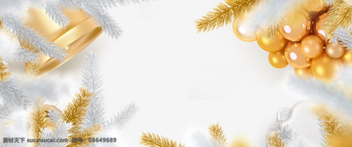 浪漫 雪花 金饰 banner 背景 冬季 装饰 金色皇冠 圆球 淘宝