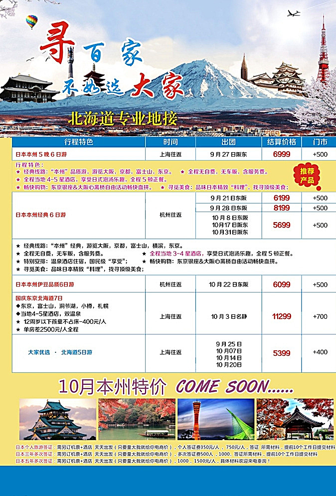 dm单 日本 富士山 宣传单 东京 樱花 北海道 枫叶 白色