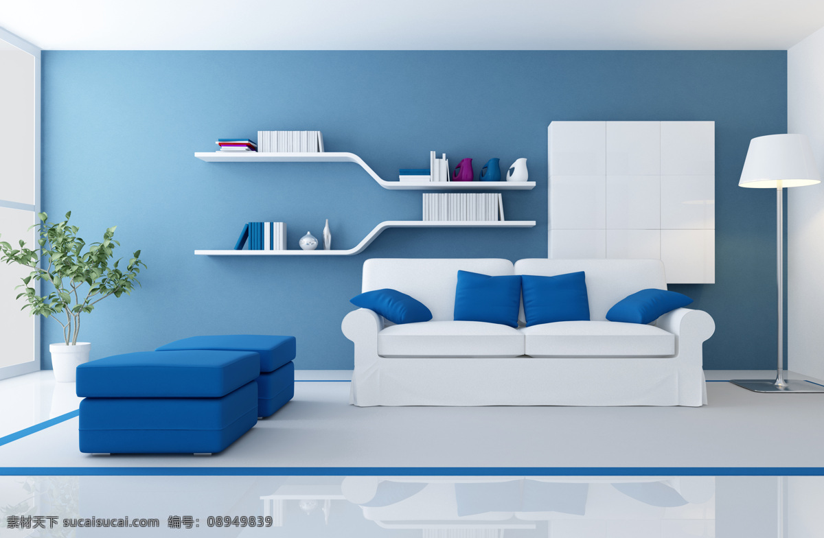 简洁 蓝色 客厅 效果 沙发 客厅装饰设计 室内装潢设计 室内装修设计 室内设计 效果图 简约 风格 装修 环境家居