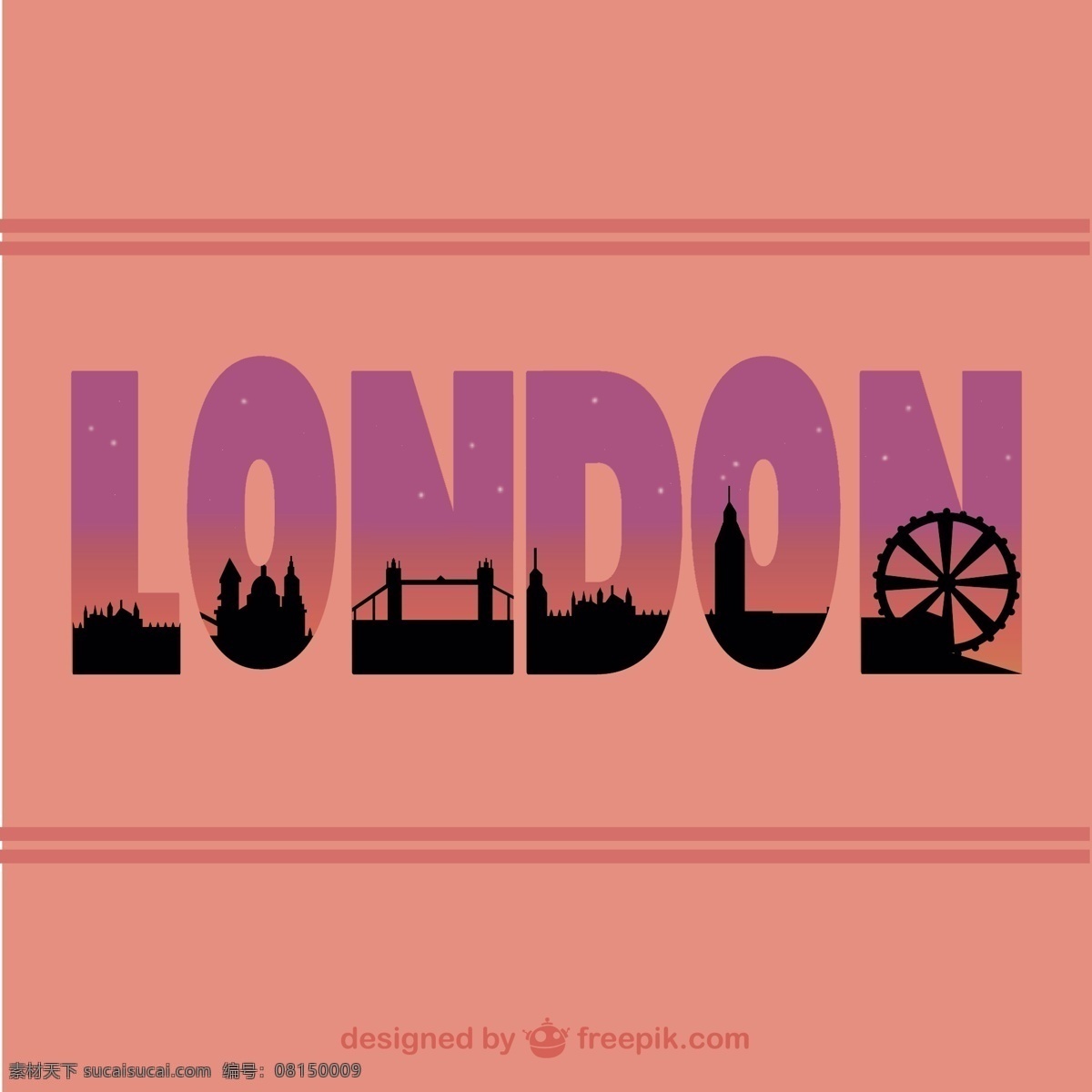 伦敦 城市风貌 字体 背景 旅游 城市 建筑 模板 轮廓 布局 天际线 城市景观 英格兰 地标 刻字 城市天际线 粉色