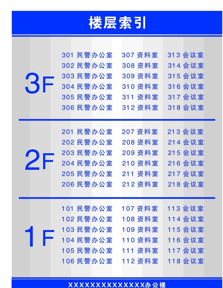 楼层索引 指示牌 指引牌 标识标牌 腐蚀板 铝合板