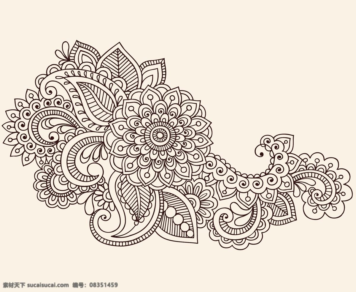 矢量 古典 花纹 密集 线条 背景 花朵 矢量素材 矢量图 花纹花边