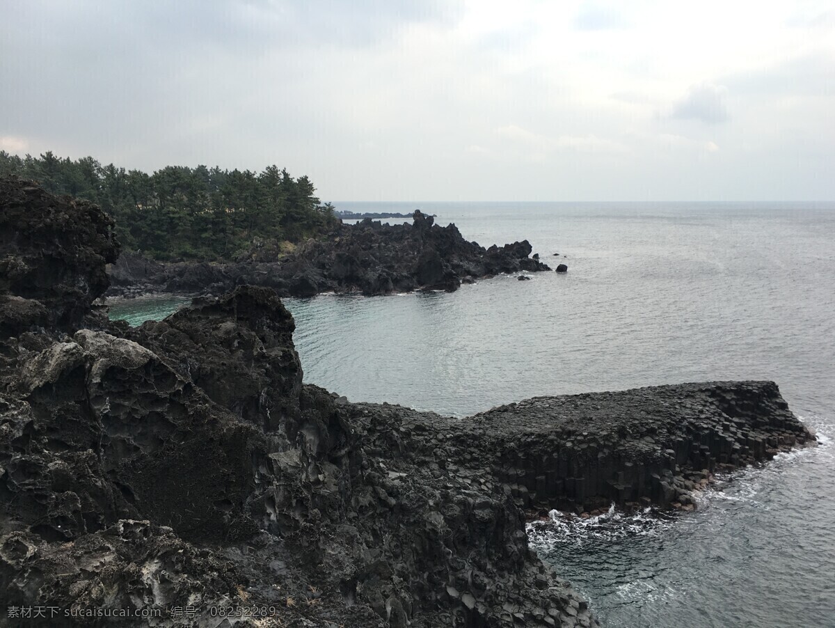 济州岛 柱状节理带 海岸 风景