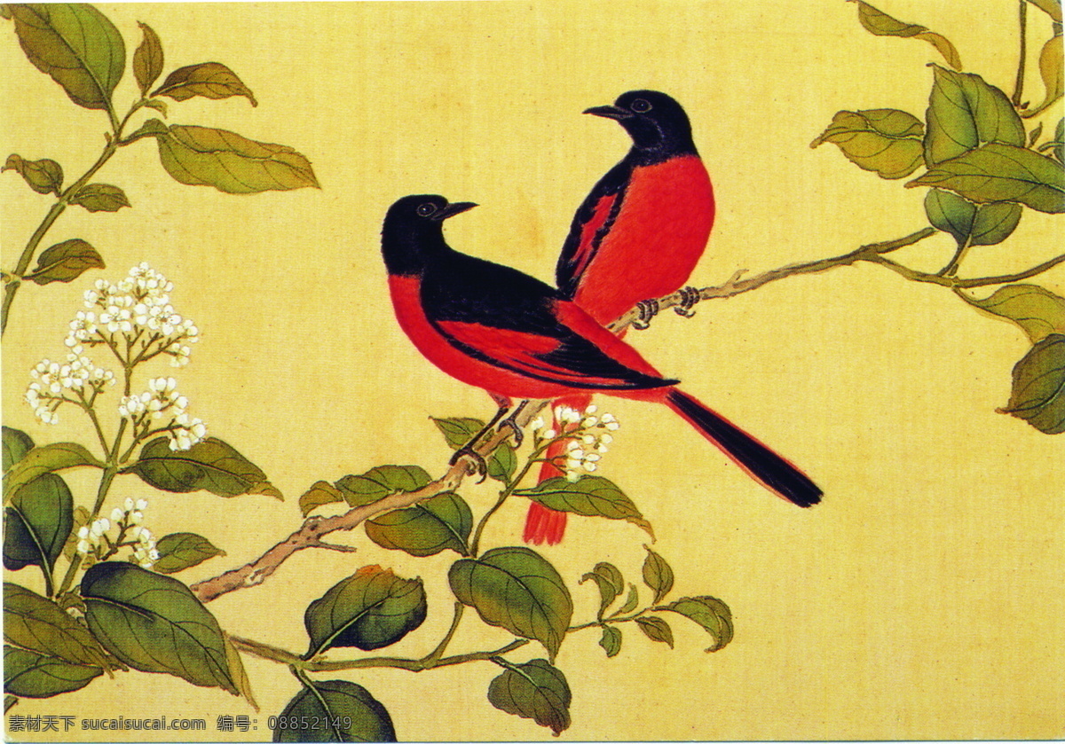 花鸟画 中国古画 传统国画08 设计素材 花鸟名画 古典藏画 书画美术 黄色