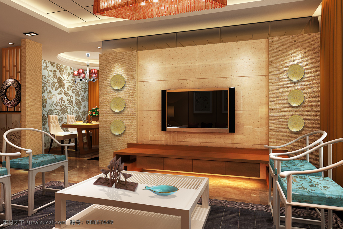 中式 茶几 电视 环境设计 室内设计 座位 电视橱柜 家居装饰素材