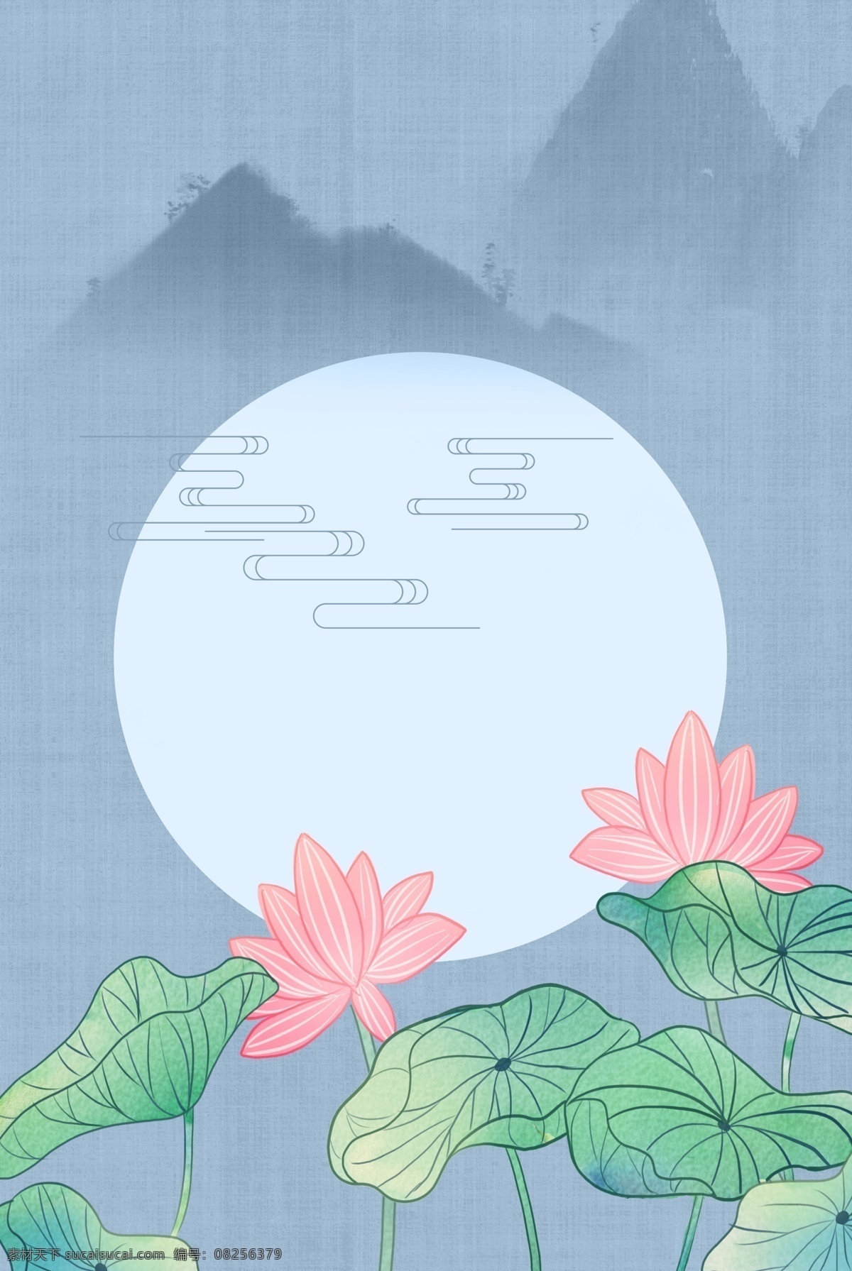 古典 中国 风 中式 工笔画 花卉 传统 海报 花朵 荷花 远山 海报背景模板 传统海报 古风 中式海报背景 中国风
