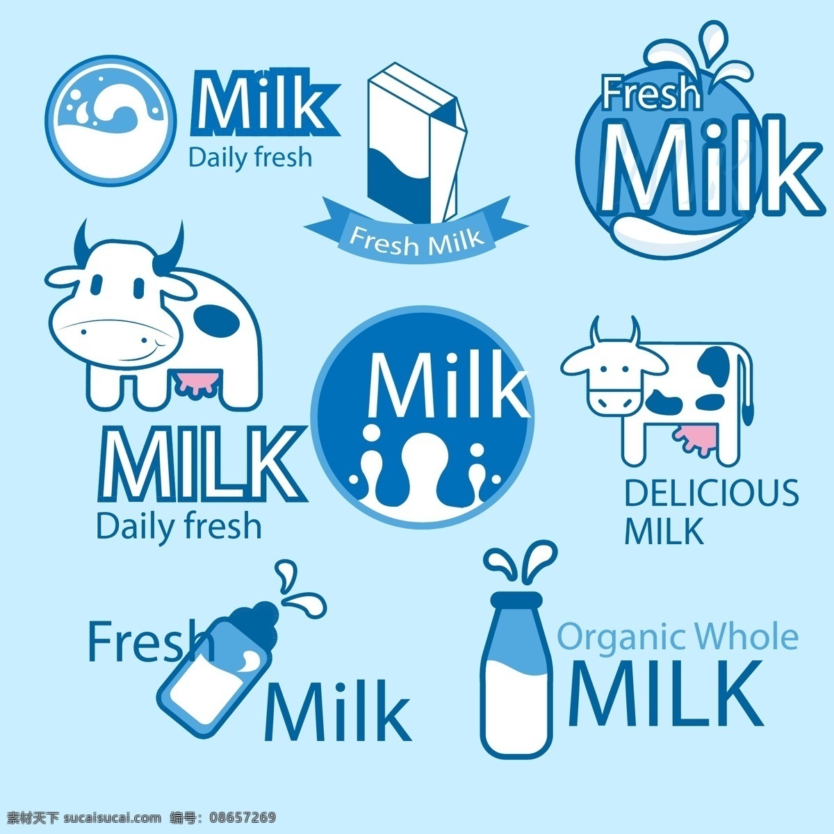 鲜奶包装标签 包装设计 标签 徽章 卡通奶牛 卡通牛 奶牛 奶瓶 牛奶 奶牛图标 鲜奶 牛奶商标 设计品牌 国外品牌 商标设计 牛奶标签 图标 酸奶 乳酸菌 酸乳 psd源文件