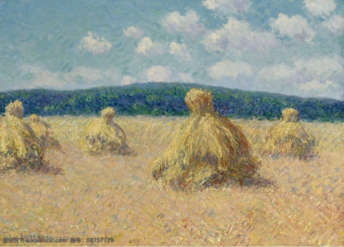 1903 大师 画家 风景画 静物 油画 建筑 装饰画 haystacks loiseau gustave 人物 高清 西方 国外 现代 家居装饰素材