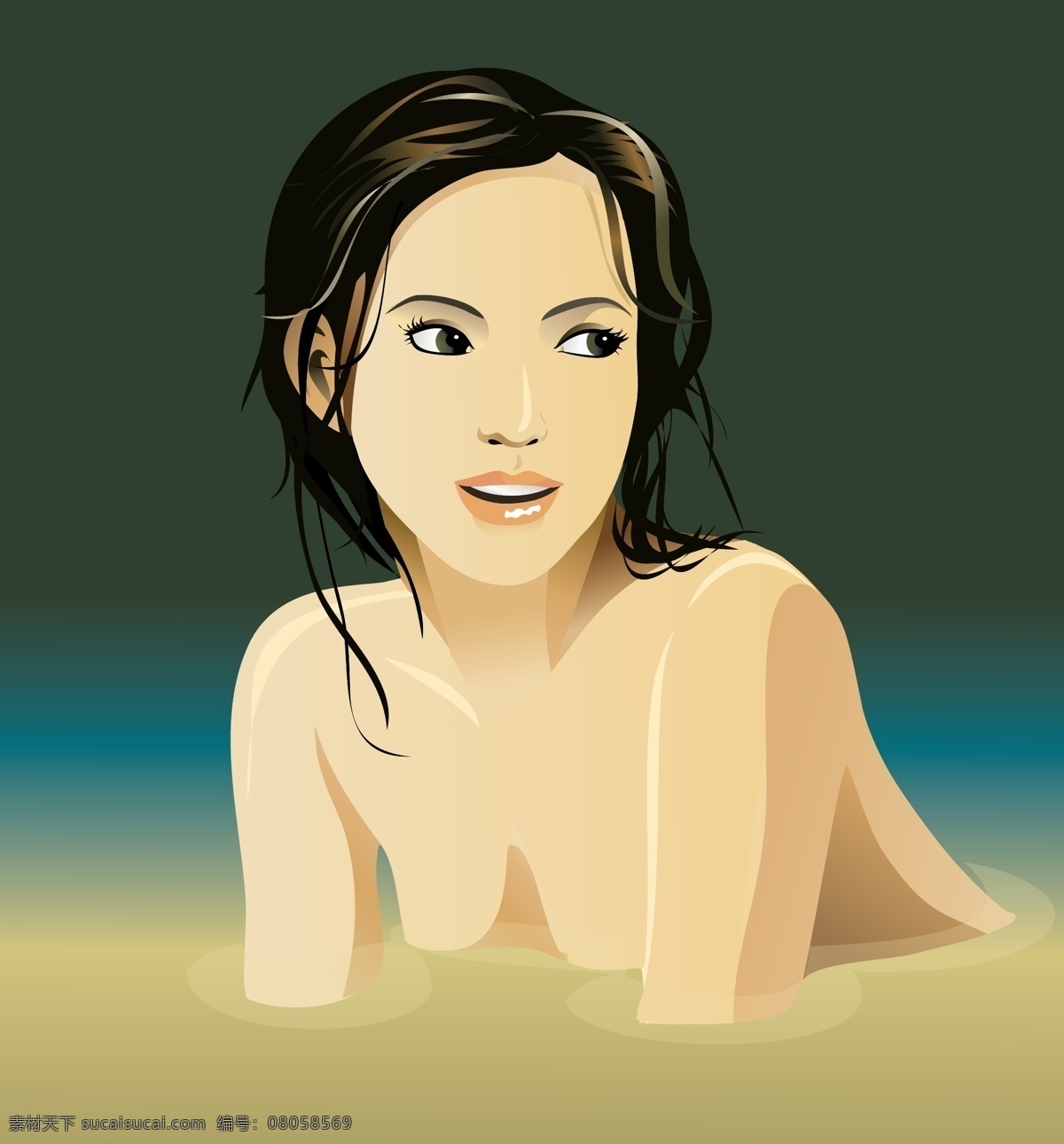 东方 spa 美容 矢量女人 矢量人物 东方spa 矢量图