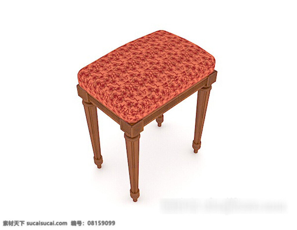 红色 花纹 凳子 3d 模型 红色花纹凳子 3d模型下载 3dmax 现代风格模型 欧式风格模型