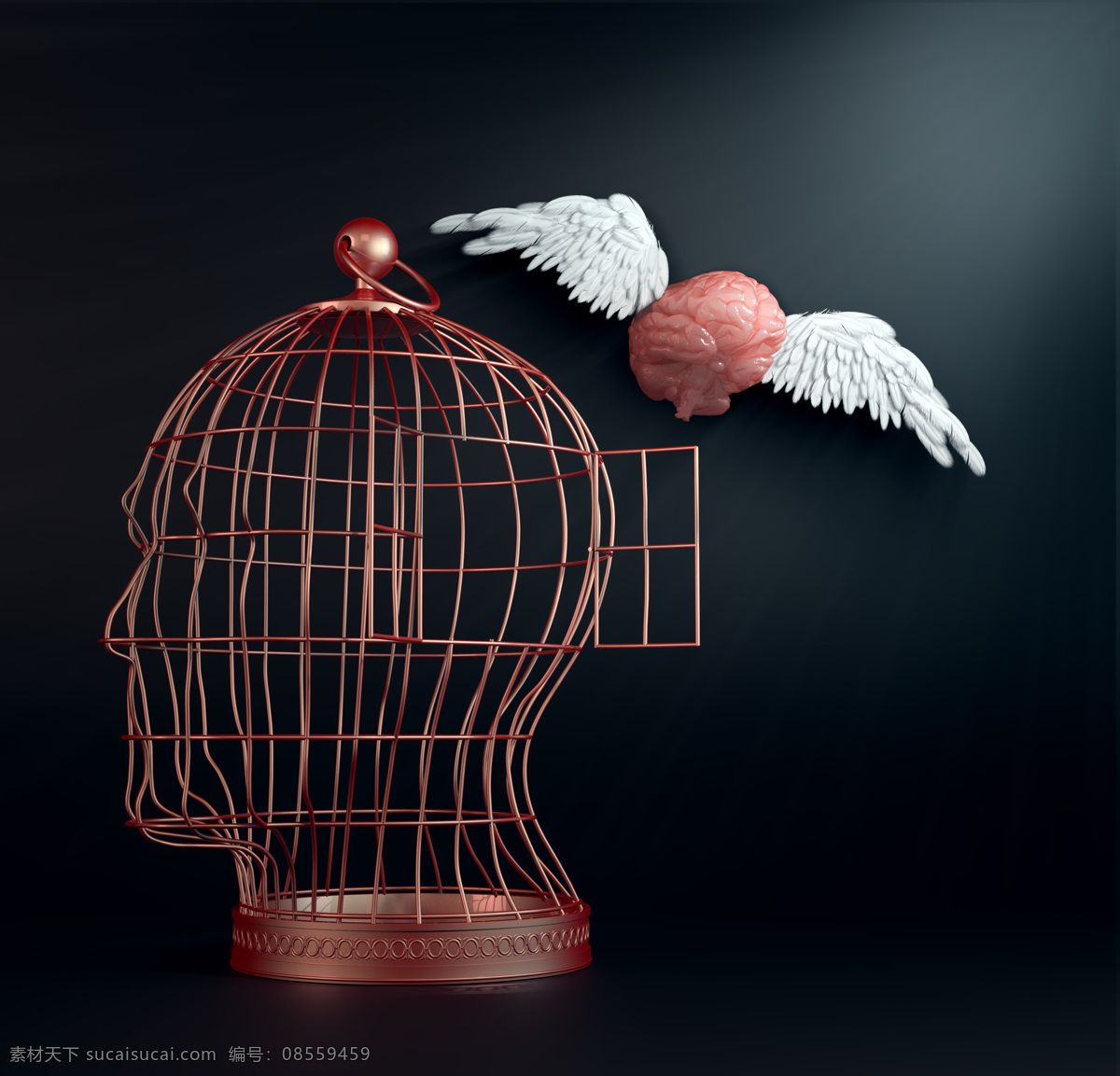 人脑 鸟笼 笼子 翅膀 大脑 创新 想像力 抽象 其他类别 现代科技