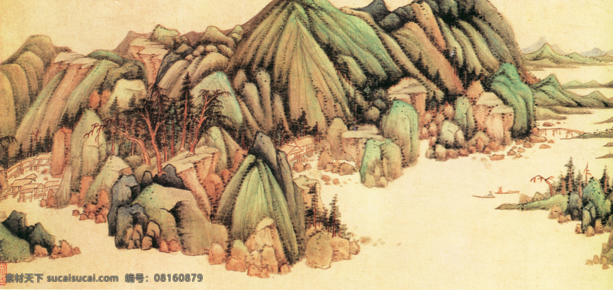 山水 名画 青绿 图 国画 山水画 山水名画 中国水墨画 字画 文化艺术