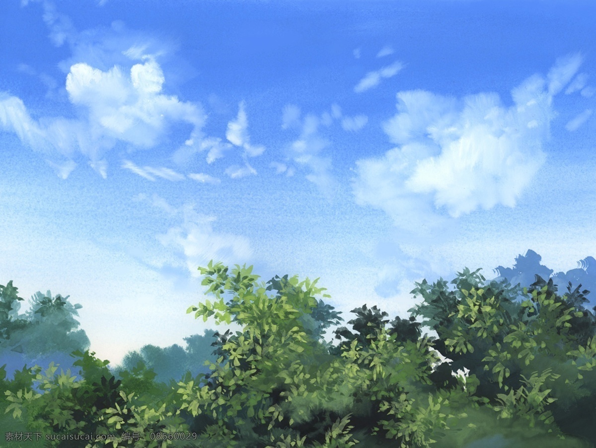 树林 天空 漫画 树林天空漫画 动漫美术作品 动漫 风景卡通漫画 卡通漫画 文化艺术