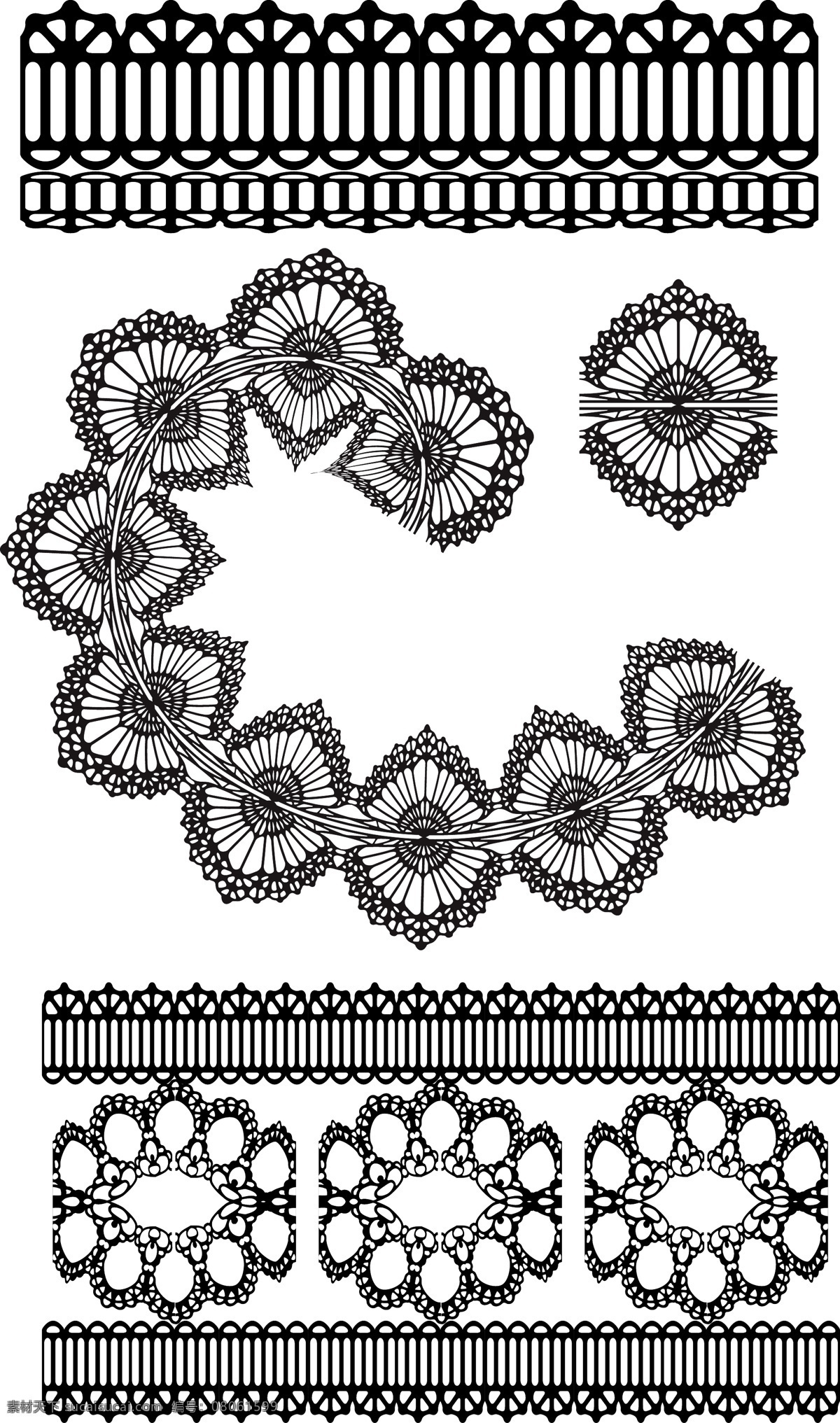 2009 最新 矢量 雷 丝 花纹 花边 矢量图